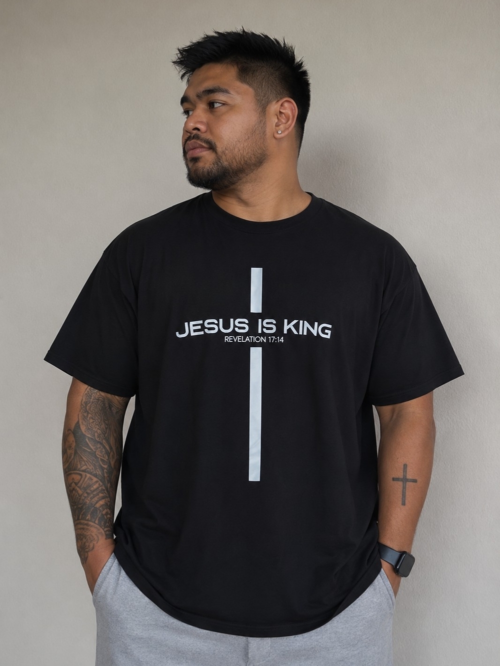 Black 'Jesus Is King' Graphic Tee - Unbranded